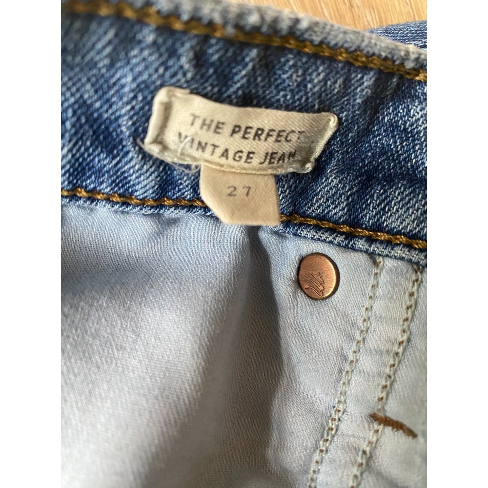 Madewell Perfect Vintage Jeans Womens 27 Blue High Rise Straight Raw Hem - Picture 4 of 9